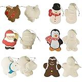 Ceramic Christmas Ornaments to Paint (12 Pack) Crafts for Adults & Kids, DIY Design Your Own Ornaments to Paint by 4E's Novelty