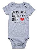 UNICOMIDEA Baby Boy Outfits Happy Father's Day Baby Bodysuit 6-9 Months Boys Romper Short Sleeves Infant Boy Jumpsuit Happy Father 1st Day Bodysuit
