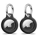 【2 Pack】 MOLOSLEEVE Airtag Holder Air Tag Case with Keychain, Anti-Scratch Airtags Key Chain for Apple Air Tags, Airtag Accessories for GPS Item Finder Tracker, Black