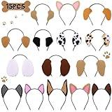 CiyvoLyeen 15 PCS Puppy Dogs Ear Headbands for Pet Birthday Party New Year Favors Dog Theme Costumes Dress-up Photo Booth Props Cute Puppy Baby Shwer Party Supplies Gift