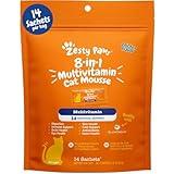 Zesty Paws 8-in-1 Multivitamin Cat Vitamins & Supplements Mousse - Cat Vitamins for Indoor Cats - Healthy Treat Squeeze Up for Gut, Immune, Heart, Skin & Coat Support - Chicken 14ct