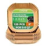 Air Fryer Disposable Paper Liners - 125Pcs 8In Square Parchment Paper Non-Stick Airfryer Basket Liners for Steamer Microwave Oven, Deep Fryer Parts & Accessories