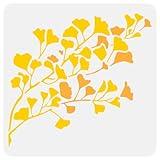 FINGERINSPIRE Ginkgo Tree Branches Stencil 11.8x11.8" Ginkgo Leaf Large Stencils Gingkgo Leaves Drawing Stencils Reusable Autumn Plants Painting Templates for Fabric Tiles Floor Furniture Wood