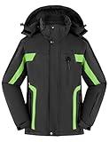 wantdo Men's Ski Jacket Warm Parka Waterproof Coat with Hood Snow Jacket Dark Grey L