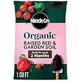 Miracle-Gro Organic Raised Bed and Garden Soil with Quick Release Natural Fertilizer, Peat Free, Feeds Plants Up to 2 Months, OMRI Listed, 1 cu. ft.