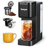 Tastyle Single Serve Hot & Iced Coffee Maker with Strong Brew, 40oz Removable Reservoir, 6 Brew Sizes, Compatible with K Cup and Grounds, Compact for Home, Office, RV and Dorm, Black (2.0 Version)