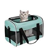 Cat Carrying Case Pet Dog Carrier Soft-Sided Cat Bag Airline Approved, Pet Travel Carrier Up to 15 Lbs, Collapsible Cat Carrier Dog Carrier for Medium Cats Small Cats Dogs(17x11x11 Green)