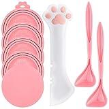 Uiifan 8 Pcs Pet Food Can Supplies Set 5 Pcs Universal Silicone Pet Food Can Covers Lids 2 Pcs Silicone Can Spoons 1 Pcs Multifunctional Pet Can Opener for Pets Dogs Cats Feeding Can (Pink)