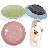 Dazhshun Cat Bowls,Ceramic Cat Food Bowl for Indoor Cat,Whisker Fatigue Cat Bowl,Non-Slip Shallow Cat Dishes for Food and Water,With Silicone Base Kitten Bowls for Feeding Cat,Kitten,Small Dog,3 Color