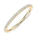 PAVOI 14K Yellow Gold Plated 925 Sterling Silver Stackable CZ Ring for Women | Thin Band for Stacking | Simulated Diamond Eternity Wedding Band | Size 7