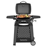 MASTER COOK Propane Gas Grill, Portable Tabletop Barbecue Grill with Cart for Patio, Camping, Travel