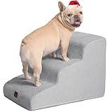 EHEYCIGA Curved Dog Stairs Ramp for Small Dogs 15.7" H, 3-Step Dog Steps for Couch Sofa and Chair, Pet Stairs for Cats, Non-Slip Balanced Pet Steps Indoor, Light Grey