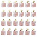 Set of 24 Iridescent Glossy Reusable Grocery Bags Reusable Gift Bags with Handles Bachelorette Non-Woven Bridesmaid Gift Bag for Women Birthday Wedding Party Mother's Day Christmas