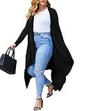 Women's Plus Size Cardigan Long Sleeve Duster Open Front Drape Lightweight Long Cardigans Black