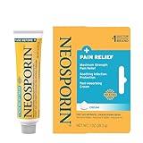 Neosporin + Maximum-Strength Pain Relief Dual Action Cream, First Aid Topical Antibiotic & Analgesic Cream for Wound Care of Minor Cuts, Scrapes & Burns, Polymyxin B & Pramoxine HCl, 1 oz
