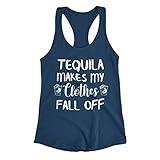 WOOHOO Apparel - Tequila Makes My Clothes Fall Off T Shirt- Premium Combed and Ring-Spun Cotton. Racer -XLarge