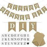 DIY Brown Banner Set, Personalized Banner Party Decorations Supplies Custom Signs, Handwriting Banners Include 26 Letters Stencil