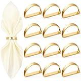 APTWOW Gold Napkin Rings Set of 12, Semicircle Metal Gold Napkin Holder Buckles, Fall Thanksgiving Christmas Napkin Rings, Napkins Rings for Dinner Table Decor, Wedding, Banquet, Party, Easter