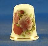 Porcelain China Collectable Thimble - Tea Rose Floral with Free Gift Box