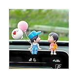 DXNQ Cute Couple Car Dashboard Decorations, Lovely Couple Kiss Cartoon Figurines Car Ornament, Resin Material Boy Girl Car Interior Decoration with Balloon for Car Dashboard Gifts (Blue)