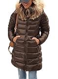 PRETTYGARDEN Women's Long Winter Puffer Coats Hooded Zip Up Thickened Parka Down Jackets Trendy Fashion Warm Outerwear (Coffee,Medium)