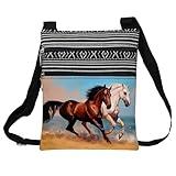 LiuenMgg Horses Messenger Bag Small Ethnic Pattern Printed Adjustable Strap Crossbody Zipper Pouch Horses Phone Organizer Wallet Cute Shoulder Handbag for Women