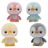 Coolayoung 4Pcs Mini Penguin with Plush Surface Toys, Desk Decor for Office Home Room Car Gift for Wedding Birthday Christmas Children's Day