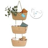 OrganiHaus Over the Door Hanging Basket for Organizing, 3-Tier Hanging Wall Basket for Storage, Boho Nursery Decor for Wall, Behind Door Wall Storage, Wall Organizer for Office, Wall Toy Storage Honey