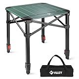 VILLEY Folding Camping Square Table with Carry Bag, Lightweight Aluminum Adjustable Square Table for Outdoor, Camping, Picnic, Backyards, BBQ (S)