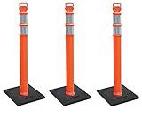 Cortina EZ Grab Delineator 45" Post, 3" Hip Collars with 10 lb Base, 03-747RBC-3, Orange, 3 Pack