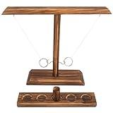 DreamToyz Ring Toss Games for Adults, Ring Toss Game, Outdoor Indoor Handmade Wooden Hooks Fast-paced Interactive Game for Bars, Home, Party, 15.7" X 13" Large Size, Brown