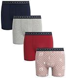 Lucky Brand Men's Boxer Briefs - 4 Pack Breathable Stretch Tag Free Underwear Boxers with Comfort Contour Pouch (Sizes: S-XL), Size Large, Earth Red/Bark Print/Heather Grey