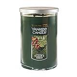 Yankee Candle Balsam & Cedar Scented, Classic Large 22oz Dual-Wick Tumbler Candle, Over 75 Hours Burn Time, Ideal for Holiday Season & Gifting