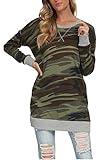 levaca Womens Long Sleeve Camo Loose Casual Tunic Tops for Leggings Camo L