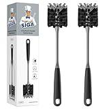 MR.SIGA Long Handle Bottle Brush, Flexible Scrub Brush for Water Bottles, Glasswares, Mugs, Black, 2 Pack