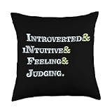 Psychology Personality Test Quiz Traits INFJ Introvert Intuitive Feeling Judging Personality Type Throw Pillow, 18x18, Multicolor