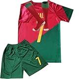 Reynoe Boys' Soccer Jerseys Kids 7# Football Sports Fan for Boys Girls Youth Soccer Shirts and Shorts Stockings 4-14 Years Red