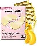 grace & stella Award Winning Under Eye Mask - Travel Essentials - Birthday Gifts for Women - Gel Eye Patches for Dark Circles, Puffy Eyes, Wrinkles, Undereye Bags - Vegan - Self Care (24 Pairs, Gold)
