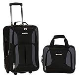 Rockland Fashion Softside Upright Luggage Set, Black/Gray, 2-Piece (14/19)