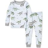 Burt's Bees Baby baby boys Pajamas, Tee Pant 2-piece Pj Set, 100% Organic Cotton and Toddler Pajama Bottoms, Happy Herbivores, 3T US