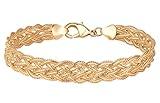 Barzel 18K Gold Plated Strand Braided Herringbone Mesh Bracelet, 7.5 Inches - Made In Brazil