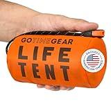 Go Time Gear Camping Gear Mylar Emergency Tent - 2 Person, Orange, Waterproof, 4-Season - Lightweight Backpacking Tent & Survival Kit - Reflects Body Heat, Includes 120dB Whistle & 550lb Paracord