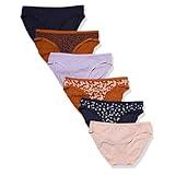 Amazon Essentials Women's Cotton Bikini Brief Underwear (Available in Plus Size), Pack of 6, Multicolor/Floral/Petal Print, Large