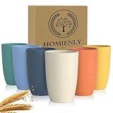 Homienly Drinking Glasses Premium Wheat Straw Unbreakable Cups - Set of 6 Alternative to Plastic Cups Reusable Unbreakable Drinking Cup Reusable Dishwasher Safe Water Glasses Tumblers (12 OZ)