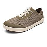 OLUKAI Moku Pae Men's Boat Shoes, Water Resistant & Breathable Mesh, Easy Slip On Design, Quick-Drying & Enhanced Traction, Clay/Tapa, 12