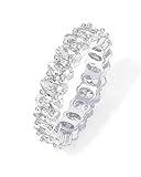 PAVOI 14K Gold Plated Rings Oval Cubic Zirconia Love Ring | Eternity Ring | 5mm Stackable Rings for Women | Gold Rings for Women (White Gold Plated, 10)