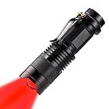 High Power One Mode Red LED Flashlight, Powerful Single Mode Red Flashlight, Red Light Flashlight Red LED Red Light Torch For Astronomy, Aviation, Night Observation-Black