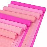 8 Rolls Crepe Paper Streamers 25 x 250cm 4 Colors Crepe Paper Roll Decorative Craft Streamer for DIY Gift Wrapping Paper Birthday Wedding Holiday Party Decorations (Pink)