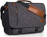 ESTARER Men Messenger Bag 17-17.3 Inch Laptop Bag Water-resistant Canvas Computer Shoulder Bag Briefcase for Work College Travel, Grey