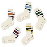 Fszsaa Fun Novelty Socks For Women Striped Retro Crew Socks Sporty Calf Socks Casual Cotton Socks Women